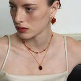 Molten Texture Red Agate Statement Earrings