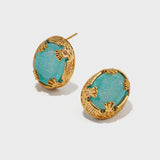 Oval Blue Crack Stone Studs