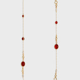 Double-Sided Red Agate Long Necklace – 24K Gold Plated