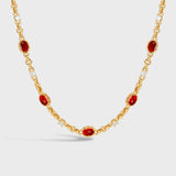 Double-Sided Red Agate Woven Chain Necklace – 24K Gold Plated