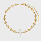 Pearl Cross Cipher Necklace - booneealus