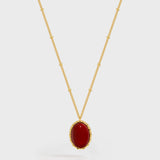 Double-Sided Red Agate Woven Pendant Necklace