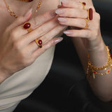 Organic Texture Red Agate Cabochon Statement Ring