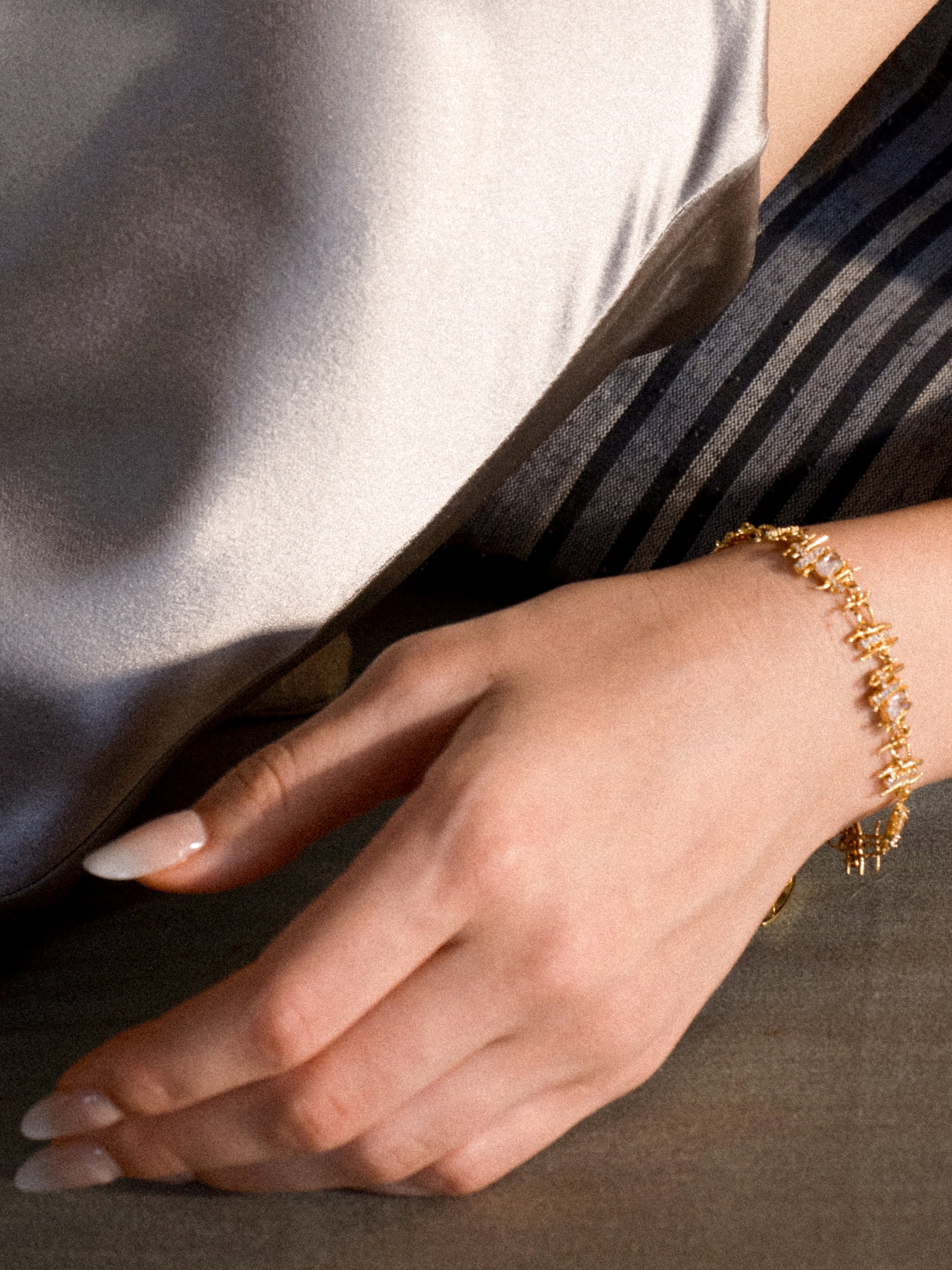 Braided Metal Irregular Zirconia Patchwork Bracelet - booneealus