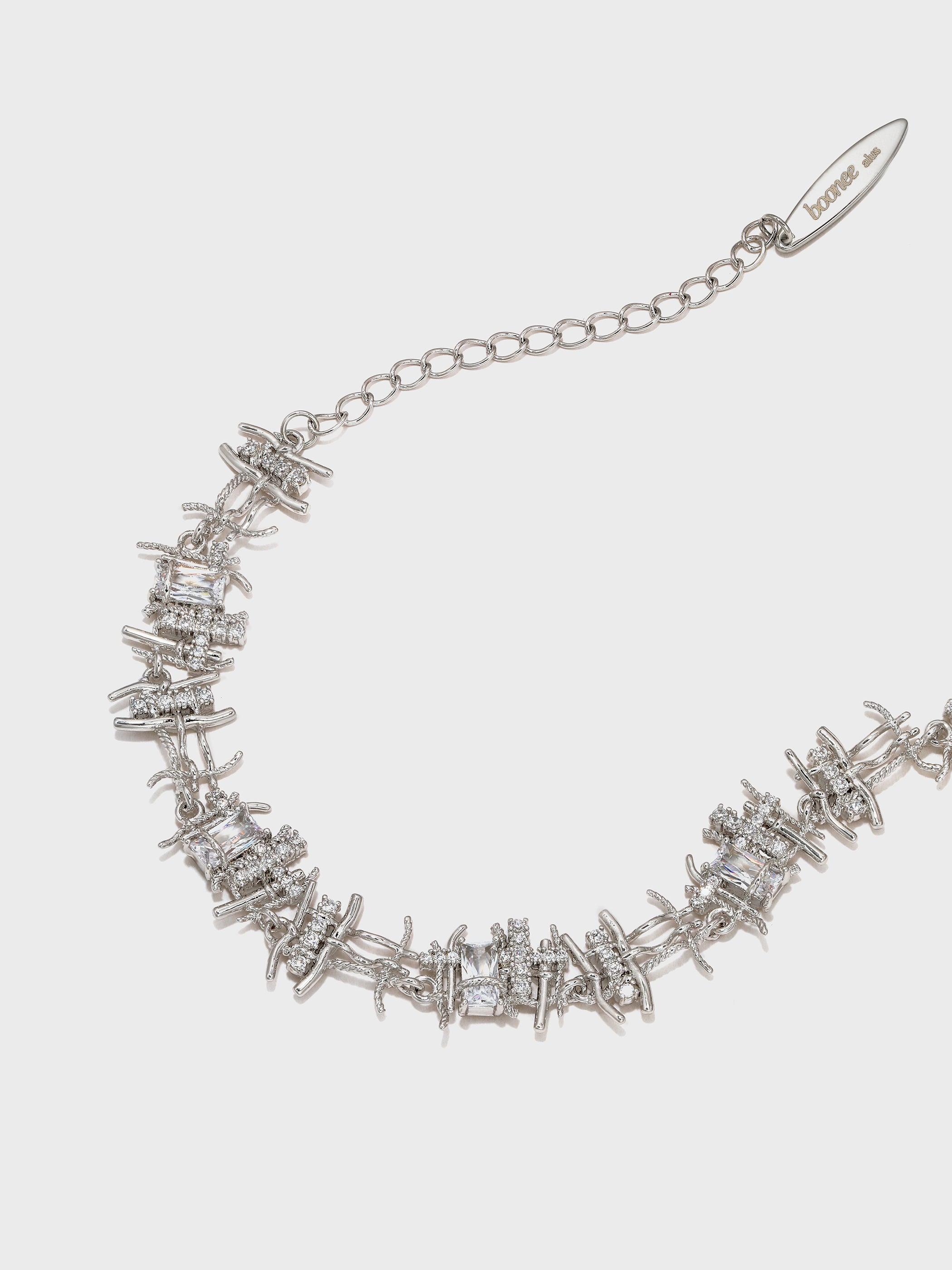 Braided Metal Irregular Zirconia Patchwork Bracelet - booneealus