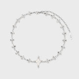 Pearl Cross Cipher Necklace - booneealus