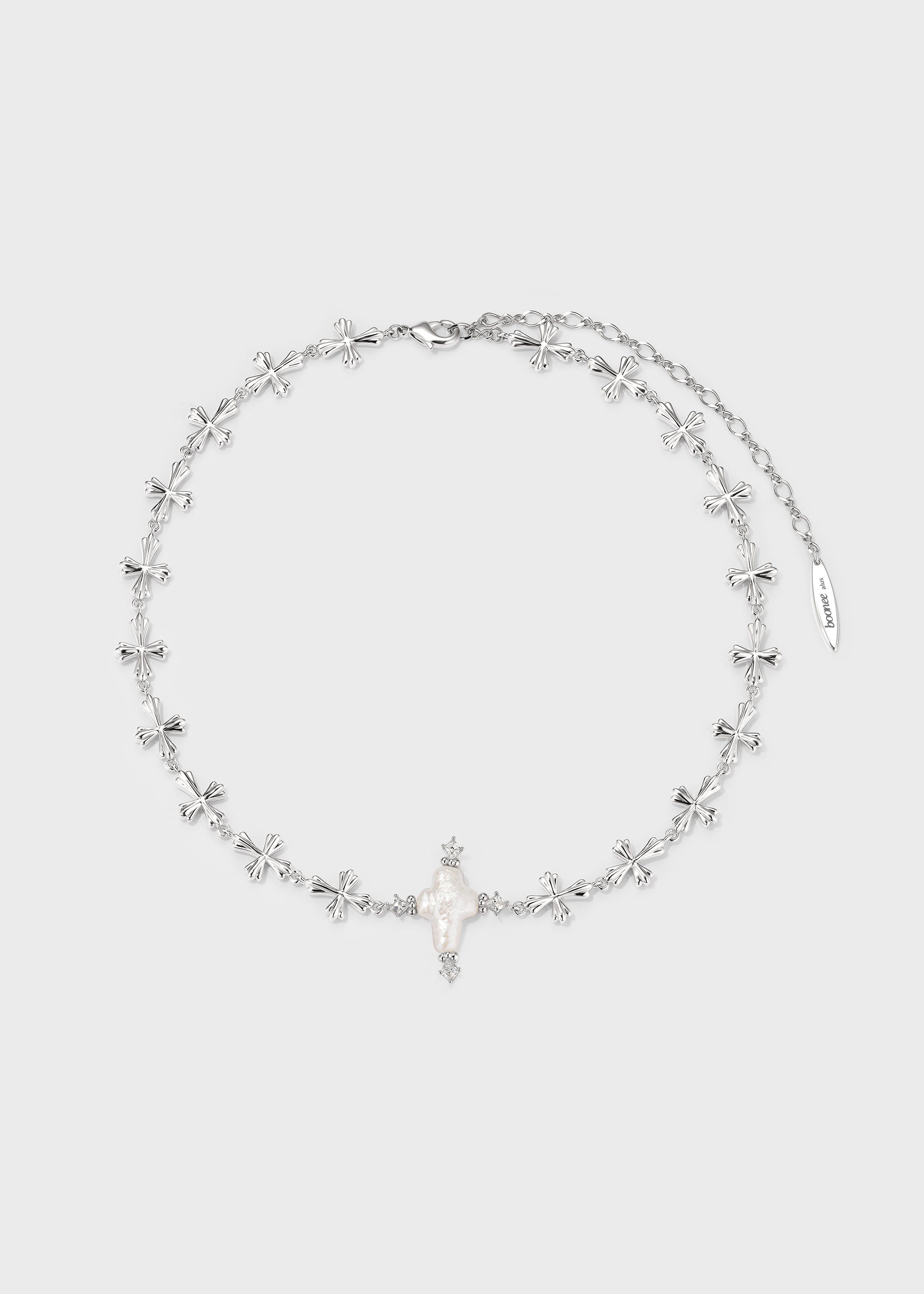 Pearl Cross Cipher Necklace - booneealus