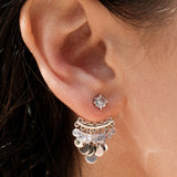 Multi-metal Disc Zircon Tassel Earrings