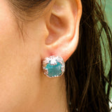 Square Blue Crack Stone Studs