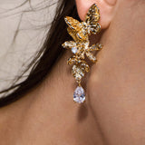 Studs with Butterfly Flower and Dragonfly