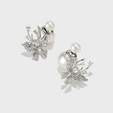 Zircon Butterfly Pearl Earrings