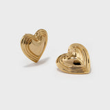 Polished Multi-Layered Heart Stud Earrings