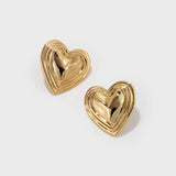 Polished Multi-Layered Heart Stud Earrings