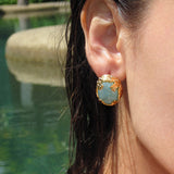 Oval Blue Crack Stone Studs