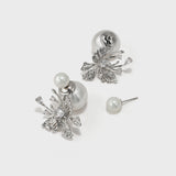 Zircon Butterfly Pearl Earrings