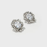 Braided Button-Shaped Zirconia Earrings