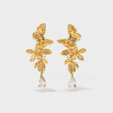 Studs with Butterfly Flower and Dragonfly