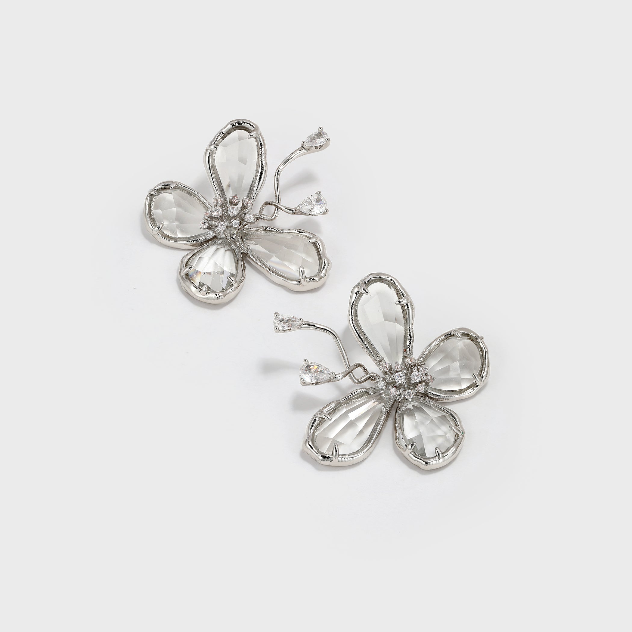 Cut Crystal Butterfly Earrings - booneealus