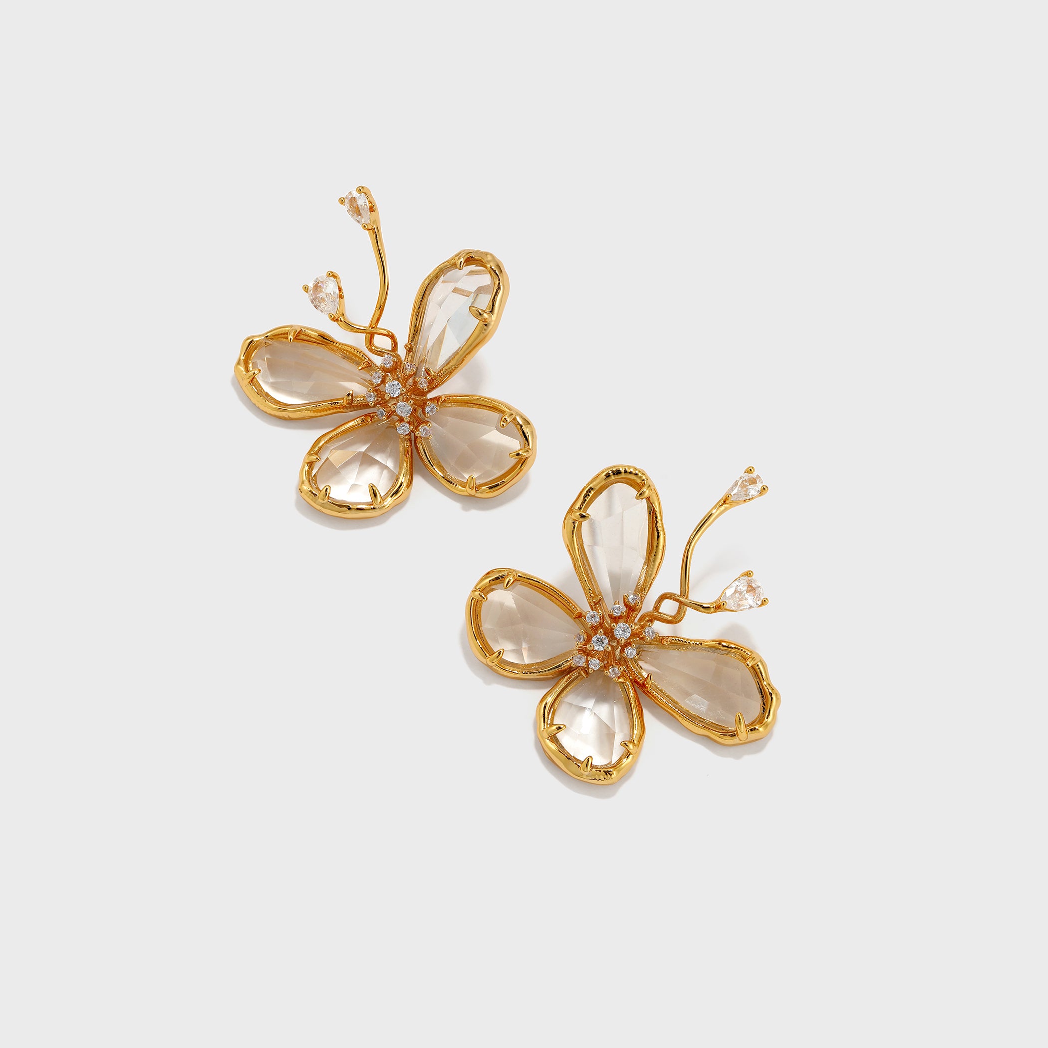 Cut Crystal Butterfly Earrings - booneealus