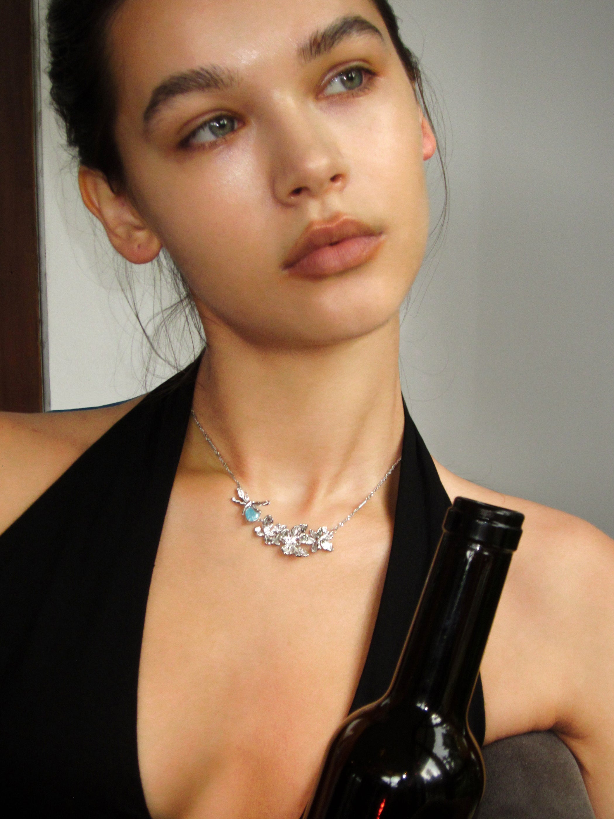 Zircon Butterfly Flower and Dragonfly Necklace - booneealus