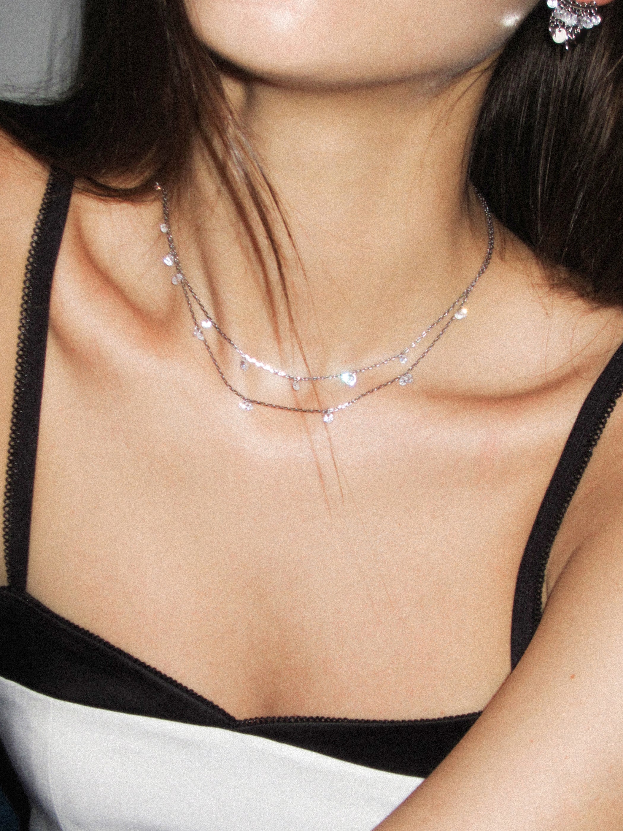 Double Layer Zircon Necklace - booneealus