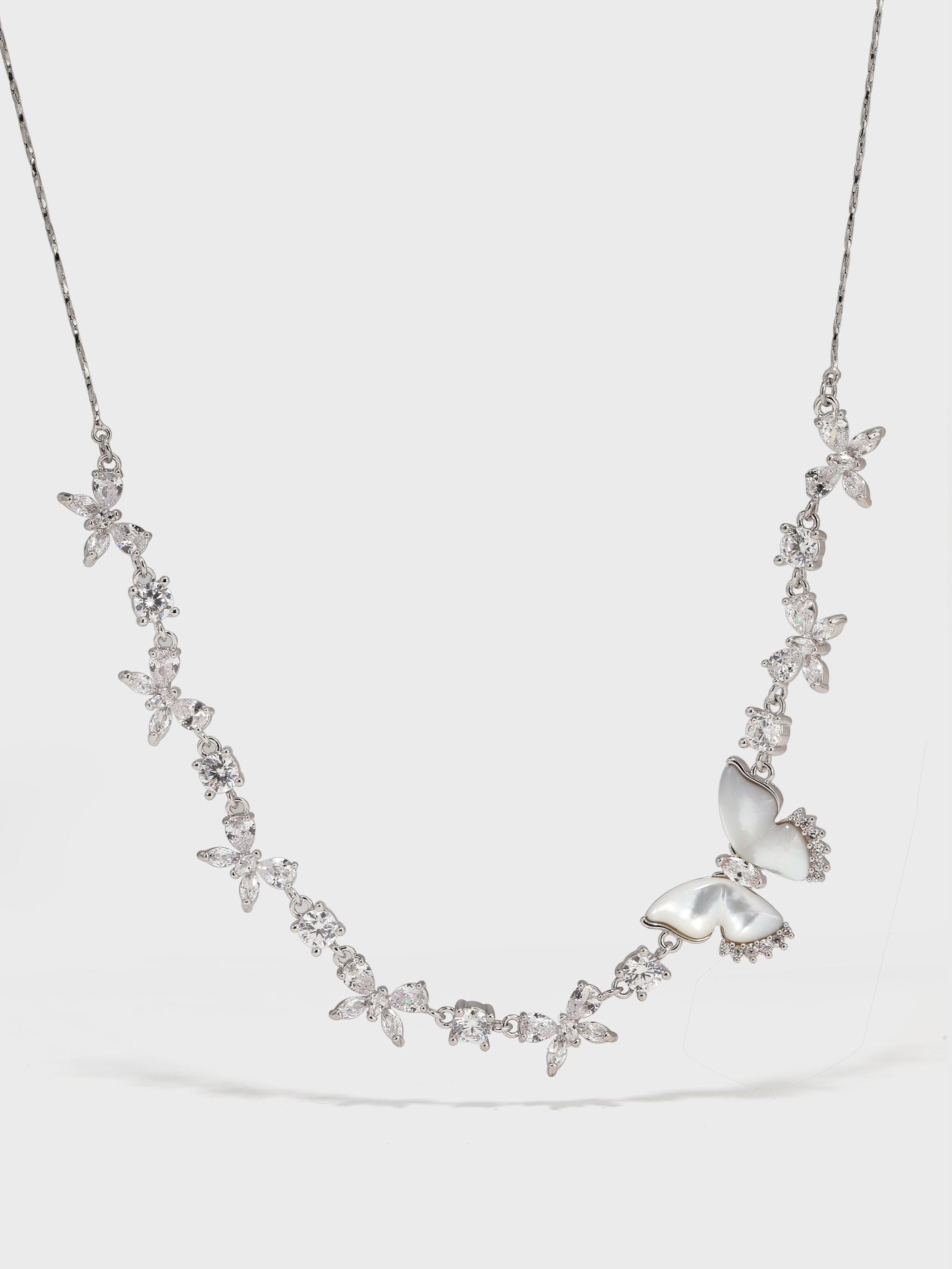 Shell Butterfly Zircon Necklace - booneealus