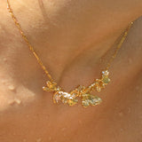 Zircon Butterfly Flower and Dragonfly Necklace