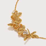 Zircon Butterfly Flower and Dragonfly Necklace