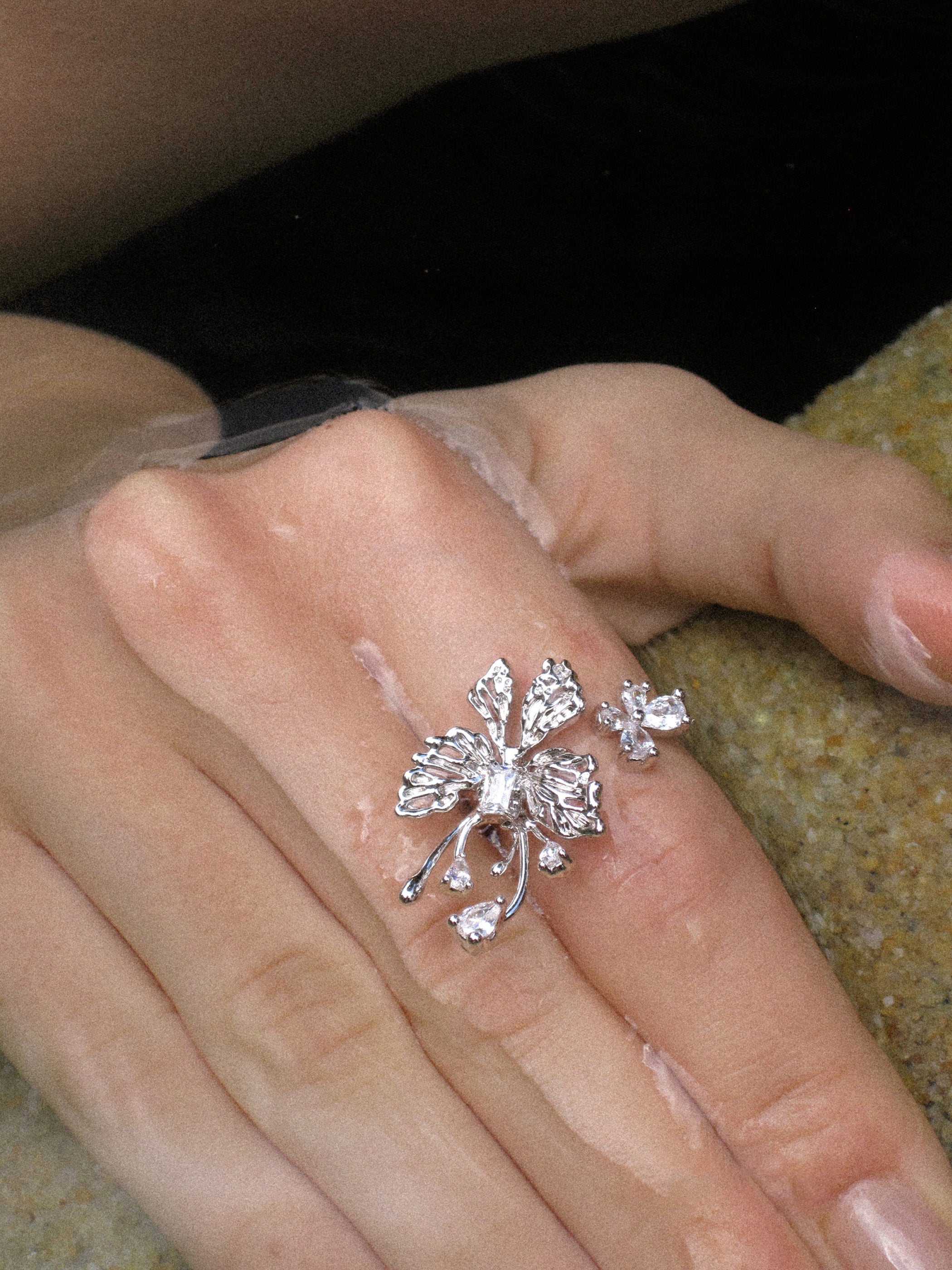 Zircon Butterfly Open Ring - booneealus