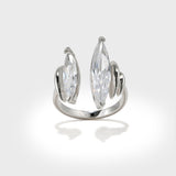 Horse Eye Zirconia Crown Open Ring